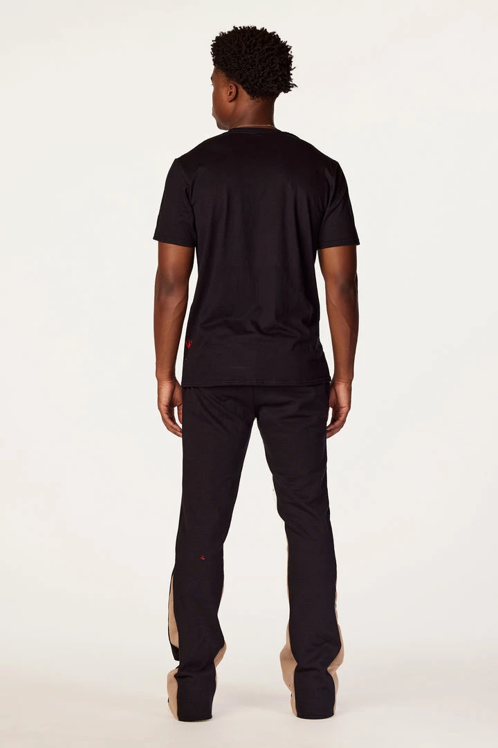 Hot Sale ❤️ MENS TRACK SETS SCOTTIE T-SHIRT/FLARE PANT SET-BLACK/RED ⭐ 5 MENS TRACK SETS SCOTTIE T-SHIRT/FLARE PANT SET-BLACK/RED