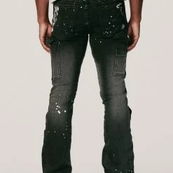 MENS JEANS Denim SANTAL FLARE JEAN-BLACK