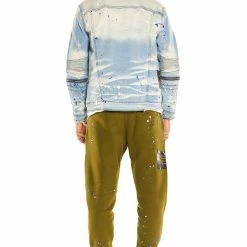 MENS TRACK SETS DOUG DENIM JACKET/TRACKPANT SET-OLIVE