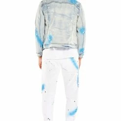 MENS TRACK SETS ROMAN DENIM JACKET/TRACKPANT SET-WHITE