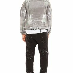 MENS TRACK SETS CERWIN DENIM JACKET/TRACKPANT SET-BLACK