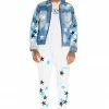 MENS TRACK SETS DOMINIC DENIM JACKET/TRACKPANT SET-WHITE/BLUE