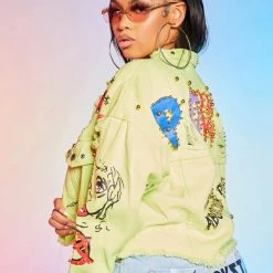 WOMENS JACKETS SHILOH GRAFFITI JACKET-GREEN Best Seller
