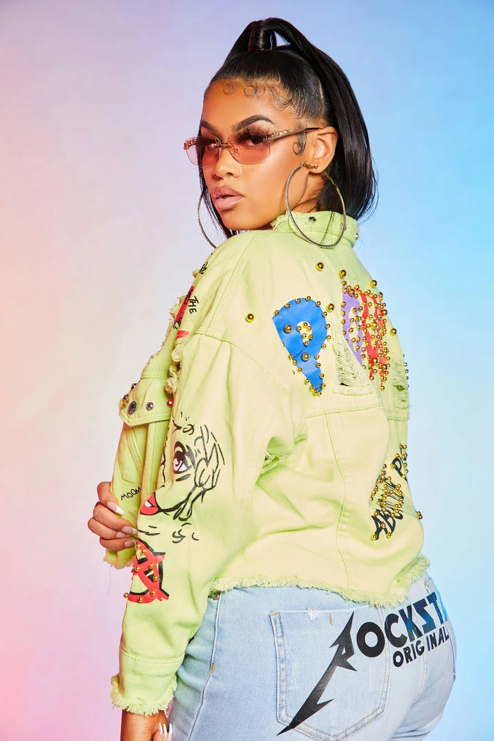 Coupon ⌛ WOMENS JACKETS SHILOH GRAFFITI JACKET-GREEN Best Seller 🎉 2 WOMENS JACKETS SHILOH GRAFFITI JACKET-GREEN Best Seller
