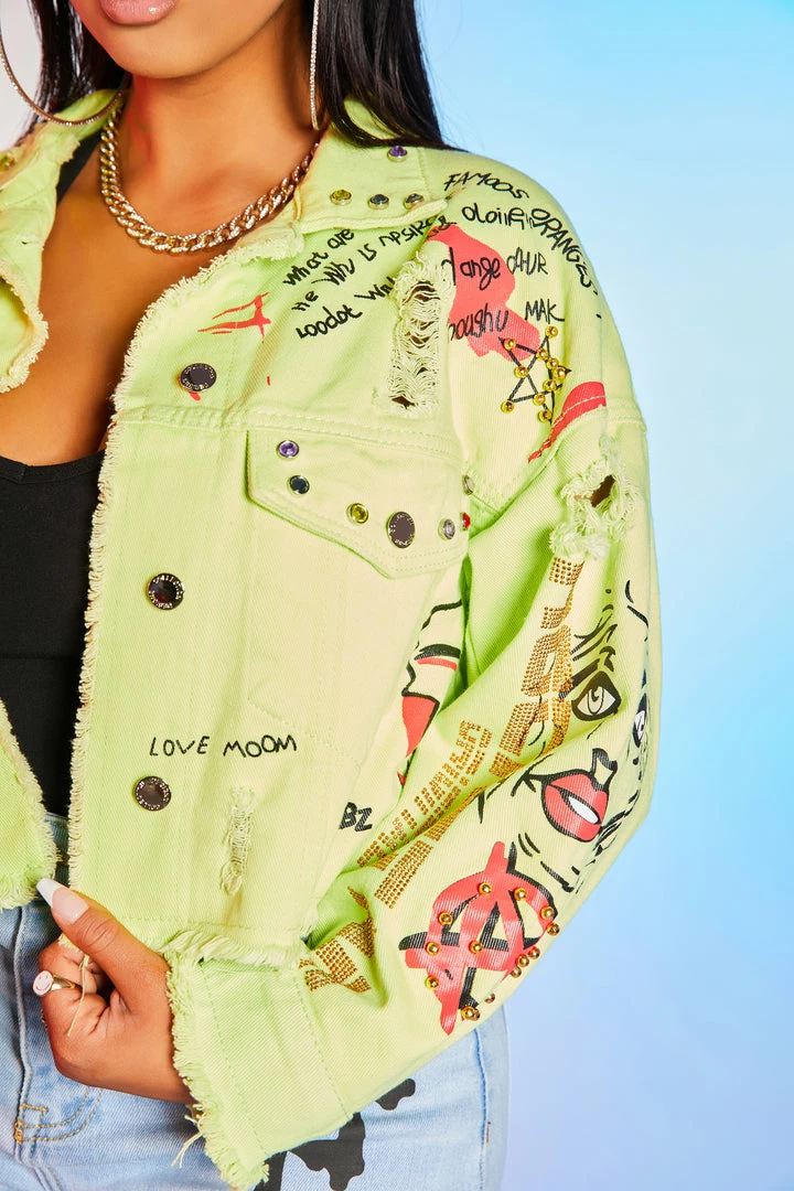 Coupon ⌛ WOMENS JACKETS SHILOH GRAFFITI JACKET-GREEN Best Seller 🎉 4 WOMENS JACKETS SHILOH GRAFFITI JACKET-GREEN Best Seller