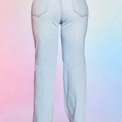 WOMENS JEANS KAZ DISTRESSED WIDE LEG JEAN-LIGHT WASH