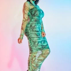 WOMENS DRESSES SALMA MIDI DRESS-GREEN MULTI Best Seller