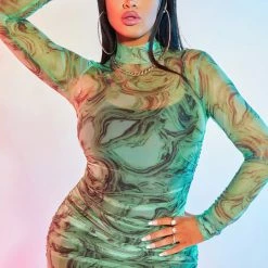 WOMENS DRESSES SALMA MIDI DRESS-GREEN MULTI Best Seller