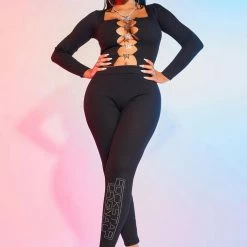 WOMENS DRESSES CARMEN MATCHING PANT SET-BLACK