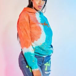 WOMENS HOODIES & SWEATSHIRTS AMINA TIE DYE HOODIE-BLUE/MULTI