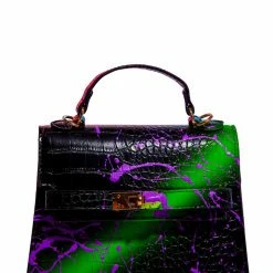 WOMENS ACCESSORIES MILANI SNAKESKIN HANDBAG-BLACK Best Seller