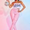 WOMENS PANTS KIMMY LATEX RUCHED PANT-PINK