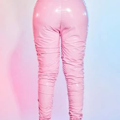 WOMENS PANTS KIMMY LATEX RUCHED PANT-PINK
