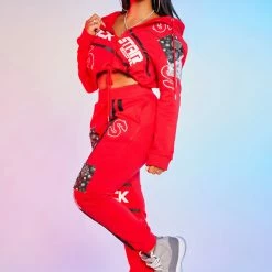 WOMENS TRACK SETS CHARLOTTE TRACKSET-RED