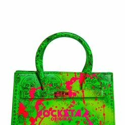 WOMENS ACCESSORIES BAD B PAISLEY SMALL HANDBAG-NEON GREEN