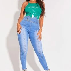 WOMENS JEANS TELL ME ABOUT IT STUD SKINNY JEAN-LIGHT WASH