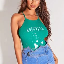 WOMENS TOPS Best Seller CYNTHIA RIBBED BODYSUIT-GREEN