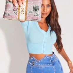 WOMENS ACCESSORIES BANKROLL CLUTCH-PINK