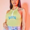 WOMENS TOPS ELEKTRA HALTER NECK BODYSUIT-NEON GREEN Best Seller