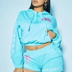 WOMENS SHORT SETS ANNETTE SHORT SET-TURQUOISE