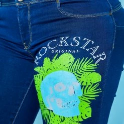 WOMENS JEANS Best Seller SKULL SKINNY JEAN-MED. WASH