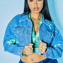 WOMENS JACKETS VALERIE DENIM JACKET-MED. WASH