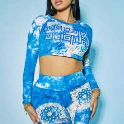 Wholesale ๐ฏ WOMENS ACTIVE SHORT SETS CLARA TIE DYE BIKE SHORT SET-BLUE ๐ 22 WOMENS ACTIVE SHORT SETS CLARA TIE DYE BIKE SHORT SET-BLUE