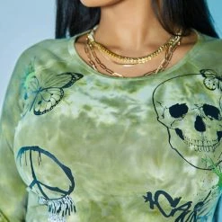 WOMENS ACTIVE SHORT SETS PHOEBE TIE DYE BIKE SHORT SET-GREEN