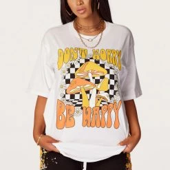 WOMENS SHORT SETS Don't Worry Be Happy Black/White Short Set