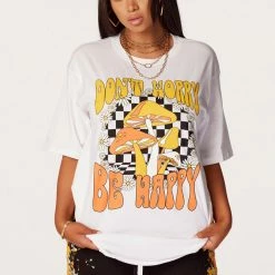 WOMENS SHORT SETS Don't Worry Be Happy Black/White Short Set