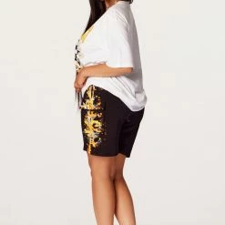 WOMENS SHORT SETS Don't Worry Be Happy Black/White Short Set