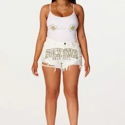 WOMENS TOPS Crazy Daisy White Tank Top