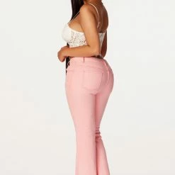 WOMENS JEANS Bankroll Pink Washed Flare Jean