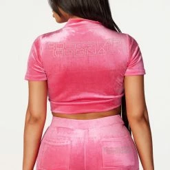 WOMENS SHORT SETS First Base Fuchsia Velvet Short Set