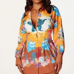 WOMENS DRESSES OCEAN MINI DRESS-ORANGE