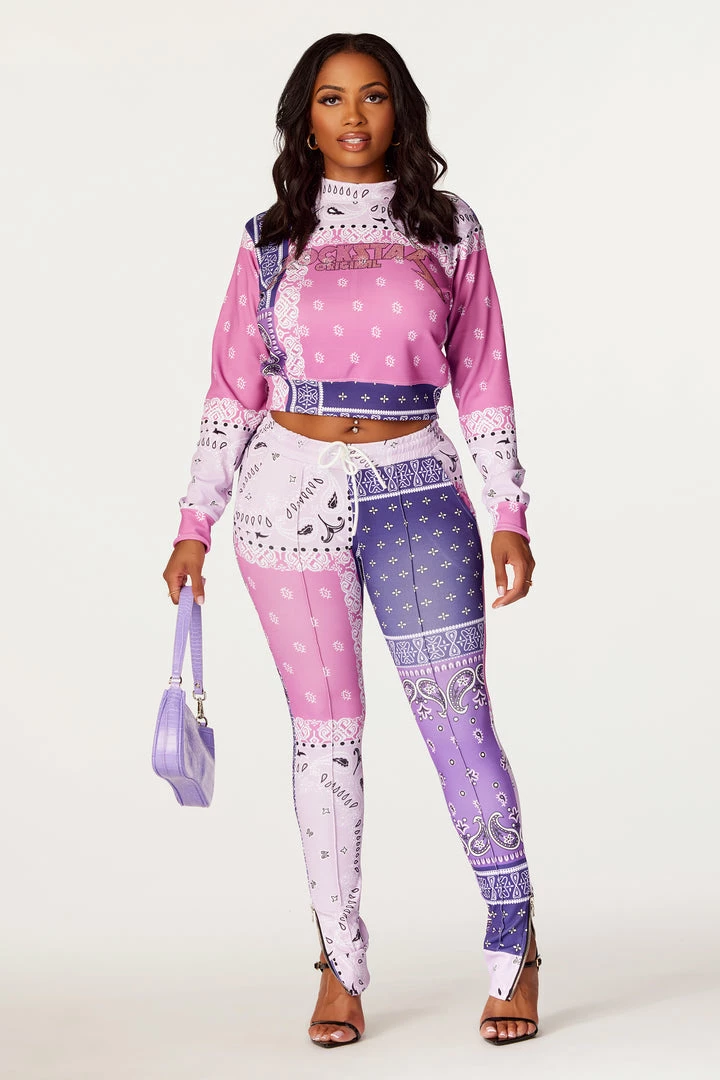 Budget ๐ฏ WOMENS TRACK SETS Nerirah Purple/Multi Bandana Print Trackset ๐ 7 WOMENS TRACK SETS Nerirah Purple/Multi Bandana Print Trackset