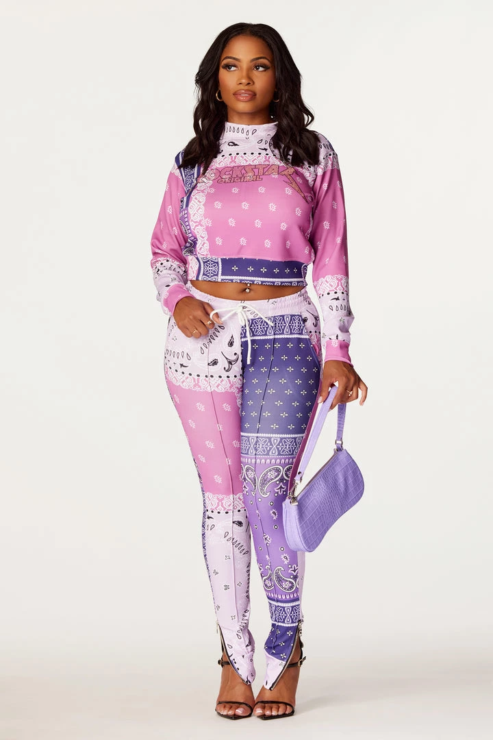 Budget ๐ฏ WOMENS TRACK SETS Nerirah Purple/Multi Bandana Print Trackset ๐ 2 WOMENS TRACK SETS Nerirah Purple/Multi Bandana Print Trackset