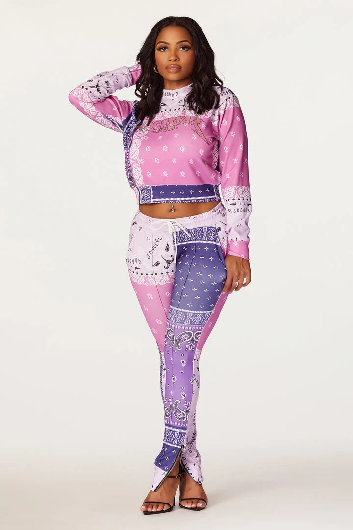 Budget ๐ฏ WOMENS TRACK SETS Nerirah Purple/Multi Bandana Print Trackset ๐ 3 WOMENS TRACK SETS Nerirah Purple/Multi Bandana Print Trackset