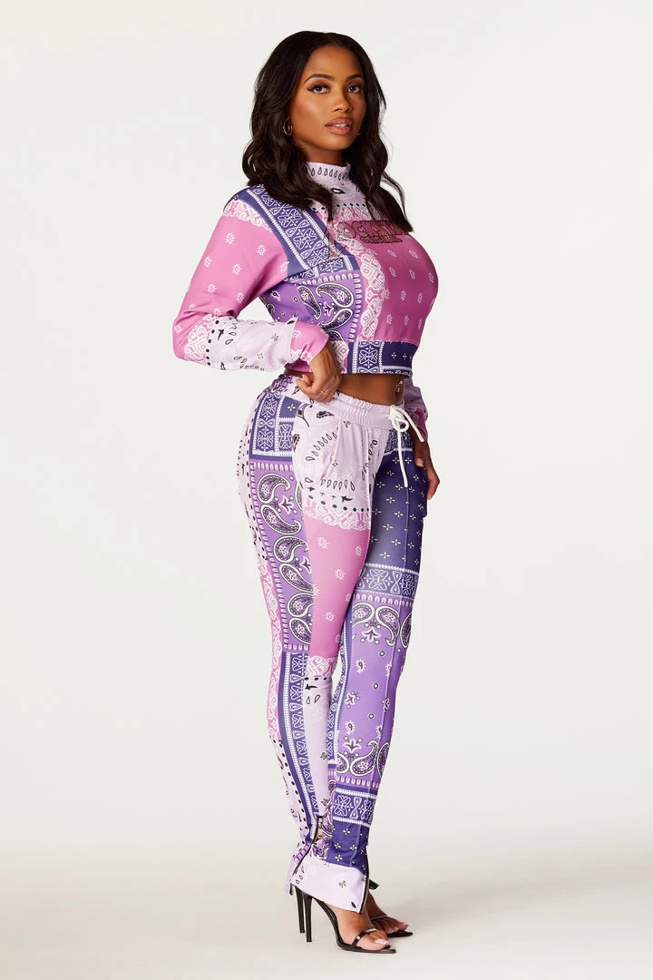 Budget ๐ฏ WOMENS TRACK SETS Nerirah Purple/Multi Bandana Print Trackset ๐ 4 WOMENS TRACK SETS Nerirah Purple/Multi Bandana Print Trackset