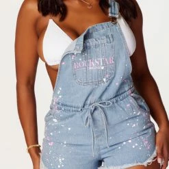 WOMENS ROMPERS & JUMPSUITS Best Seller Megan Light Wash Denim Short Overall