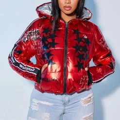 WOMENS OUTERWEAR STELLA PUFFER JACKET-METALLIC RED