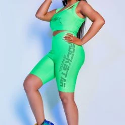 WOMENS ACTIVE SHORT SETS JINX BIKE SHORT SET-NEON GREEN