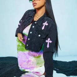 WOMENS JACKETS KINLEY DENIM JACKET-BLACK