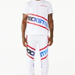 MENS TRACK SETS JABEZ T-SHIRT TRACK SET- WHITE