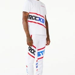 MENS TRACK SETS JABEZ T-SHIRT TRACK SET- WHITE