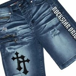 MENS SHORT SETS SAGER T-SHIRT/DENIM SHORT SET-WHITE