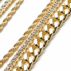 MENS ACCESSORIES SAINT CHAIN NECKLACE/3PC SET-GOLD