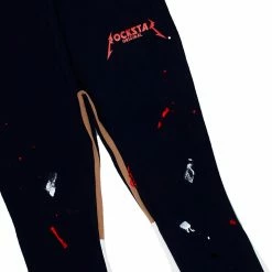 MENS TRACK SETS SCOTTIE T-SHIRT/FLARE PANT SET-NAVY/RED