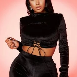 WOMENS DRESSES SELENA MATCHING PANT SET-BLACK Best Seller