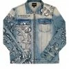 MENS DENIM JACKETS SKI PRINTED JACKET- BLUE